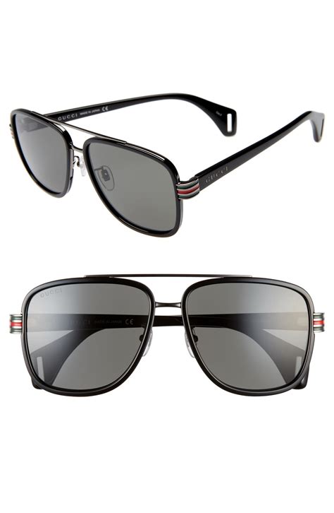 gucci logo square acetate sunglasses|Gucci 58mm polarized aviator sunglasses.